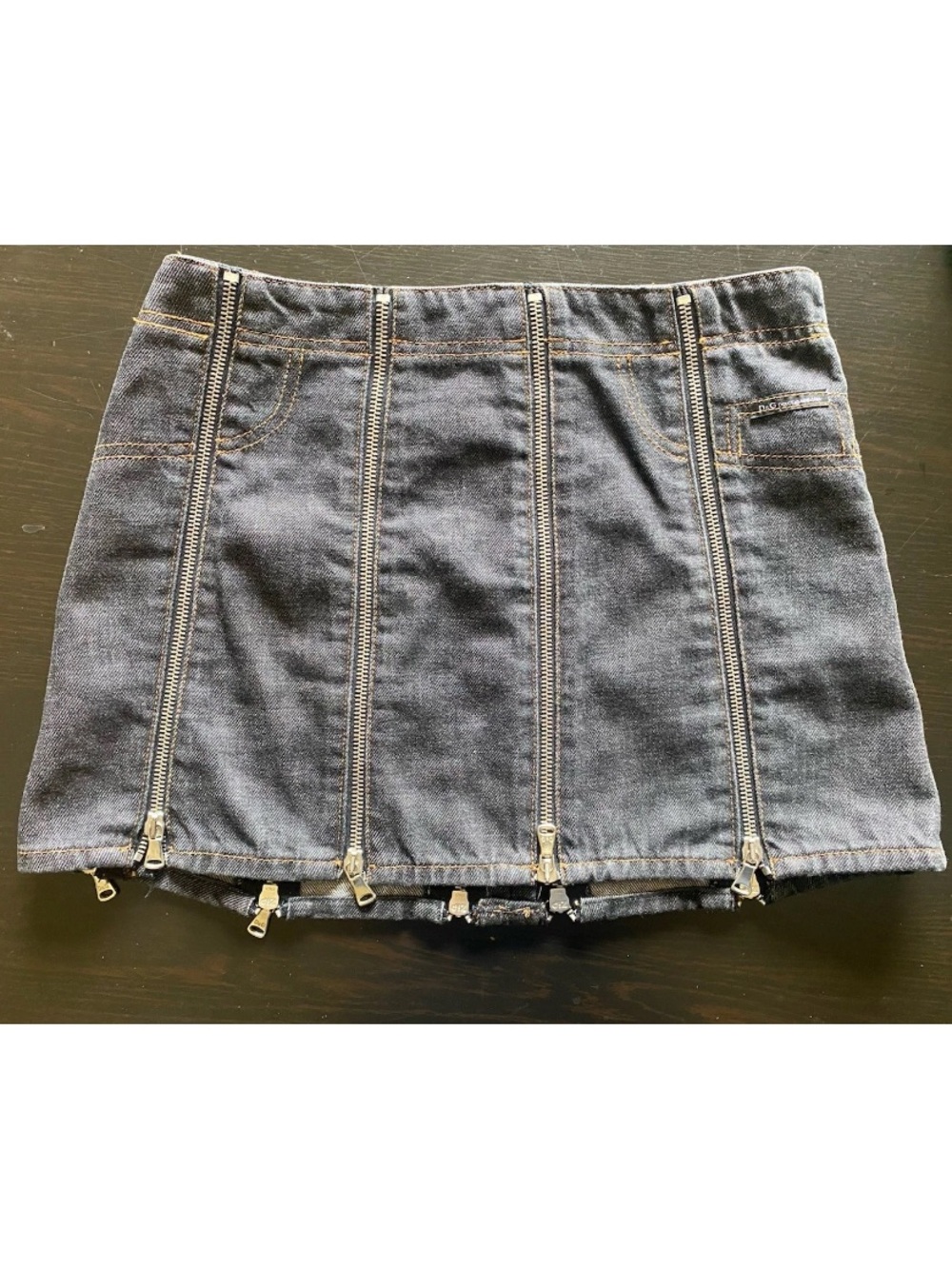 2000s Y2K Dolce & Gabbana D&G SS 2003 dark grey zipper denim mini skirt - IT 40